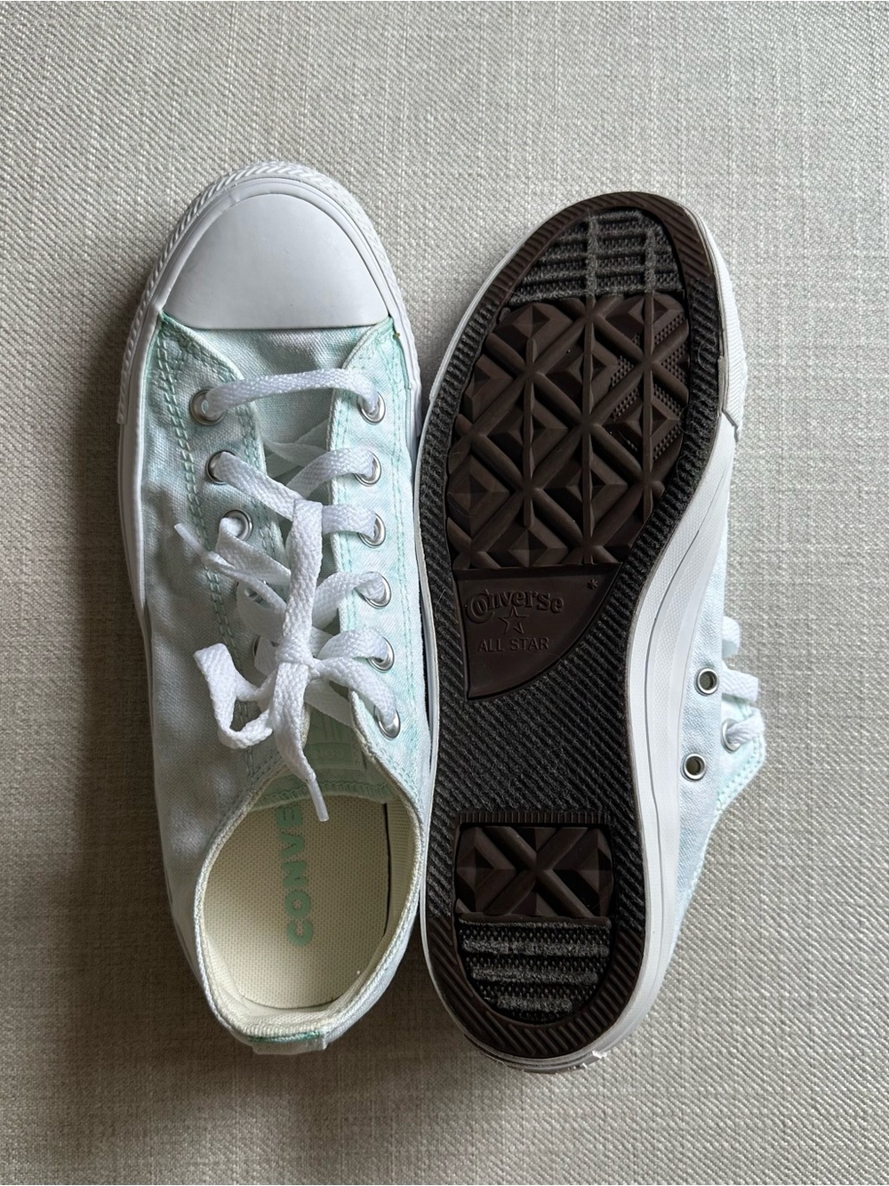 Converse Memory Foam Mint Green and White Low-Top Canvas Sneakers size 8.5 - Picture 4 of 6